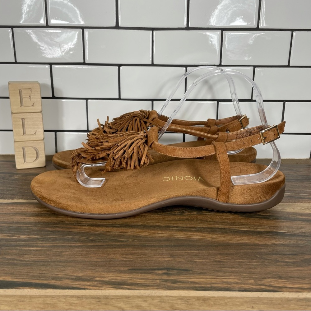 Vionic Rest Sosha Suede Fringe Ankle Strap Sandals